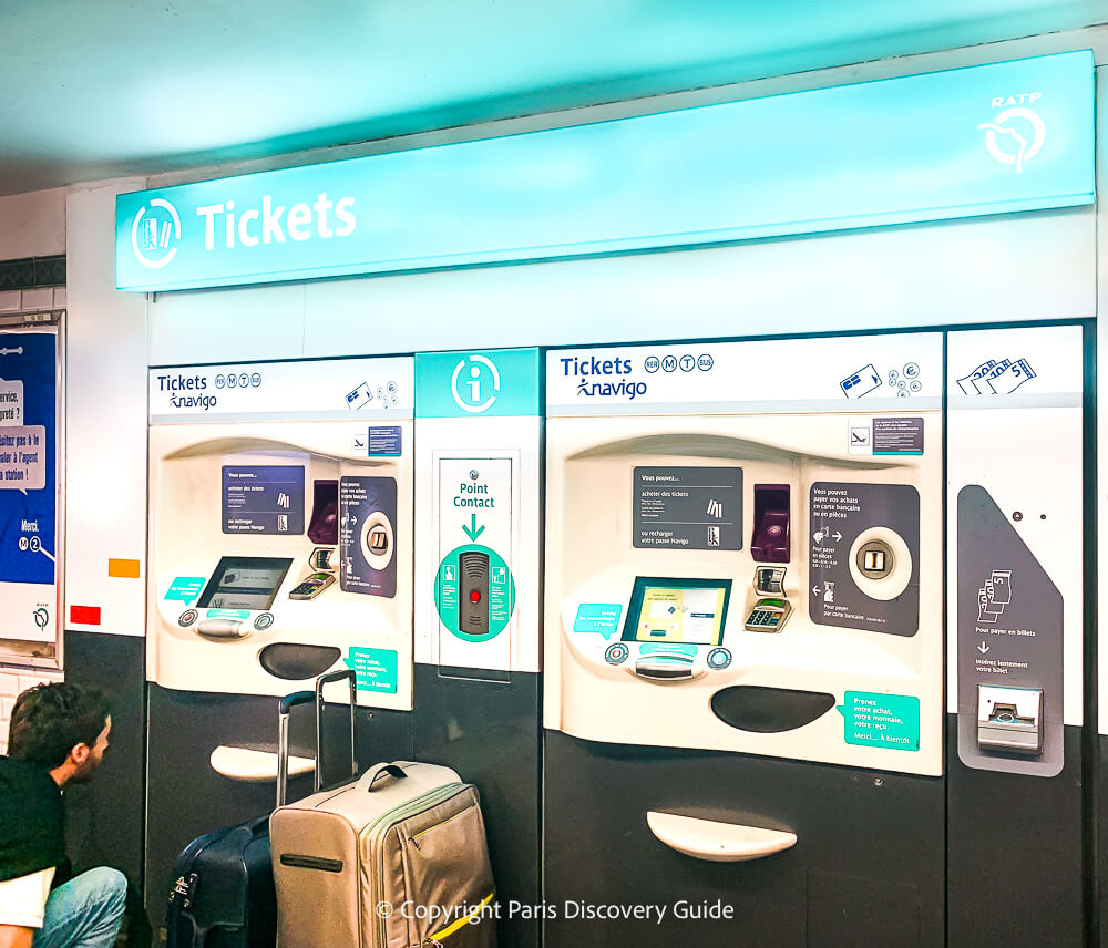 Ticket machine for Paris metro, RER, bus, and tram