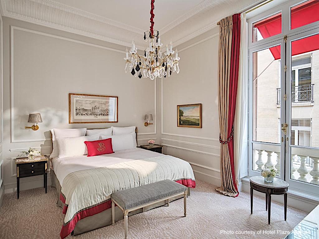Bedroom in a palacial suite at Le Plaza Athénée 