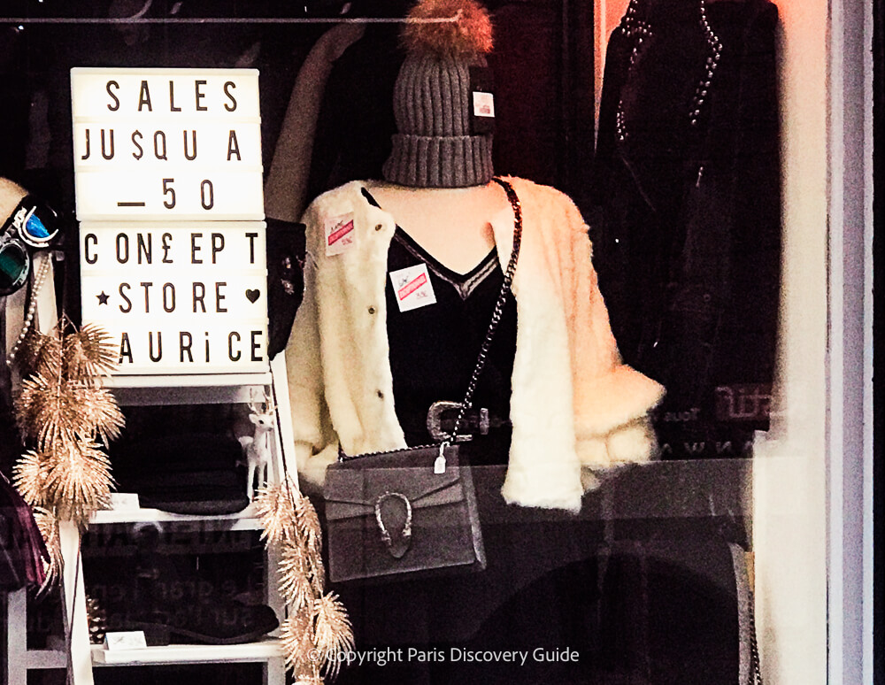 Markdowns in a Paris boutique during the last days of the Winter Sales Markdowns in a Paris boutique during the last days of the Winter Sales