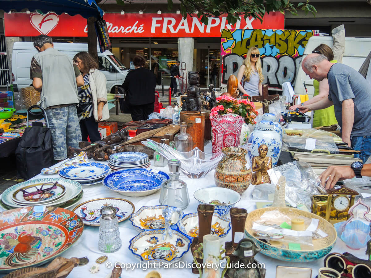 Collectibles at Rue d'Aligre Flea Market in Paris