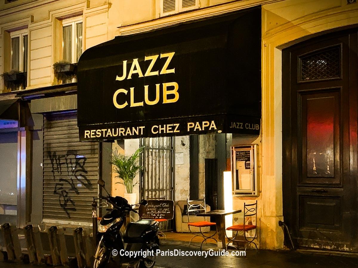 Chez Papa Jazz Club and Restaurant in the Saint-Germain-des-Pres neighborhood