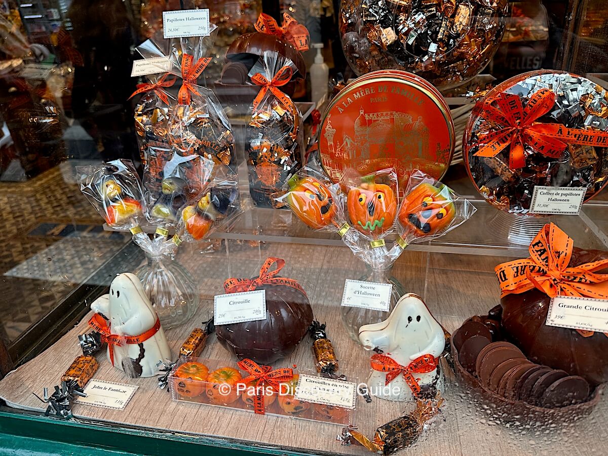 Halloween candy displayed in the window of A la Mère de la Famille Halloween candy displayed in the window of A la Mère de la Famille