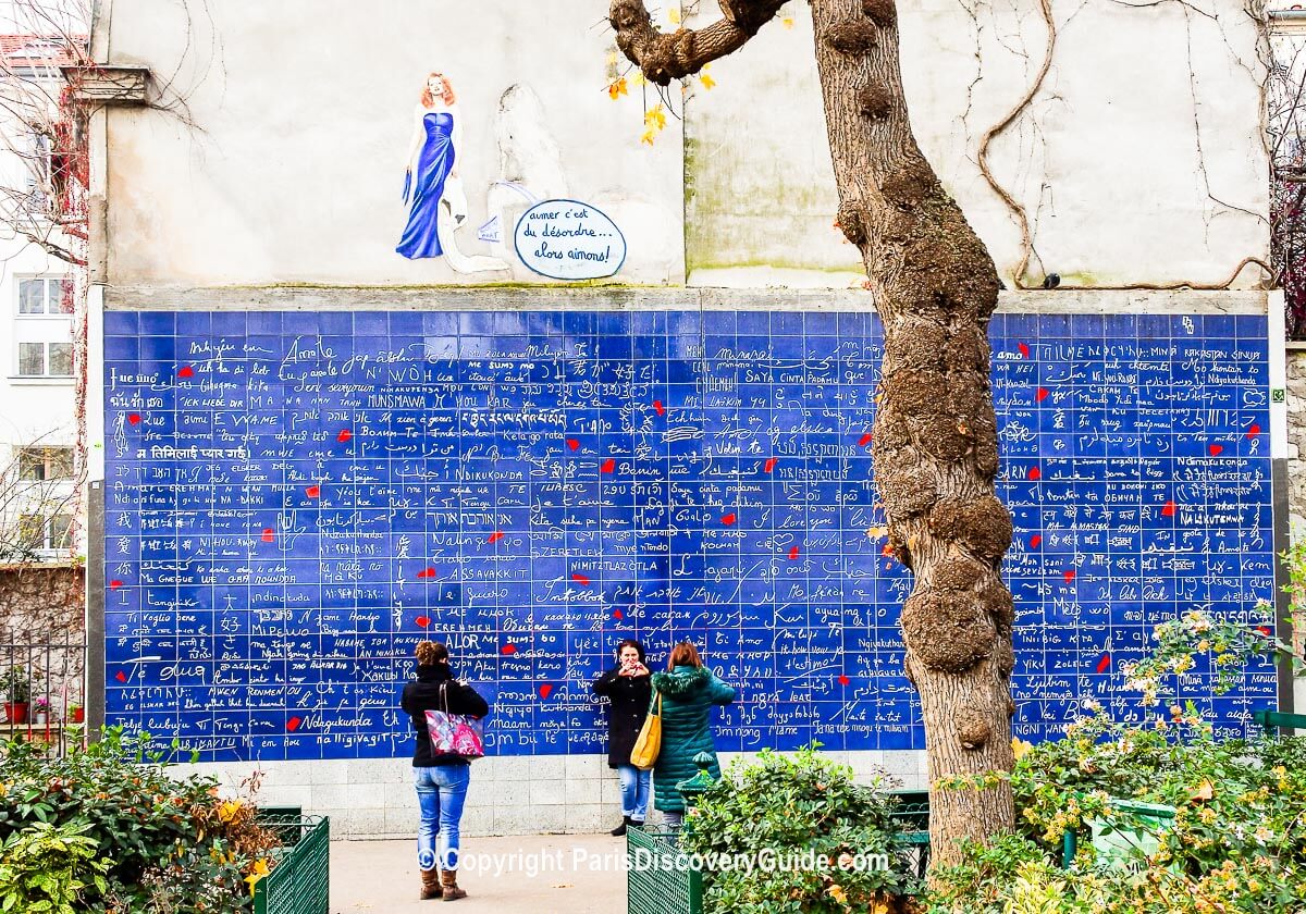 Wall of Love near Place des Abbesses in Montmartre, Paris