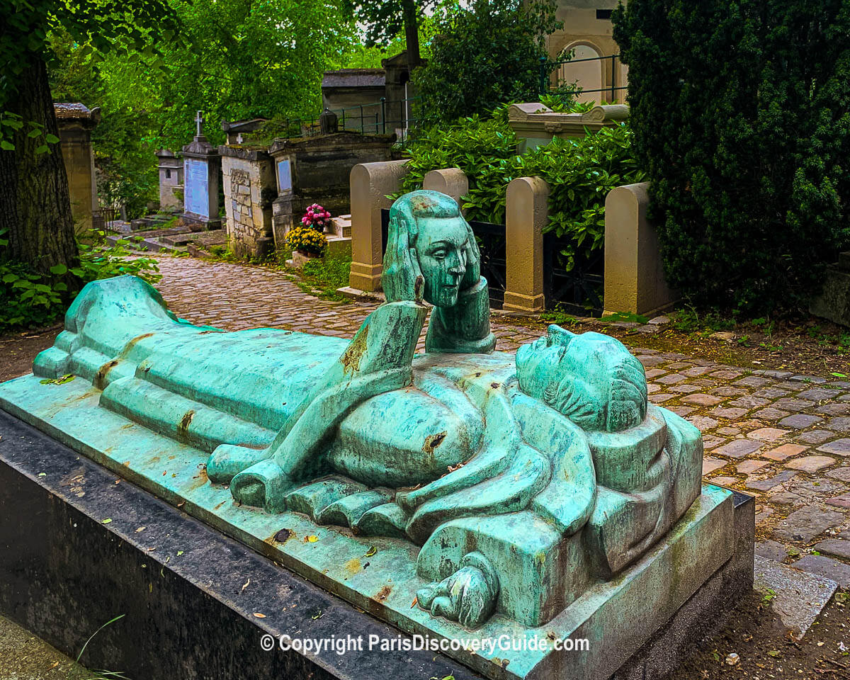 One of the creepier graves at Pere Lachaise Cemetery - but the perfect spot to visit on Halloween