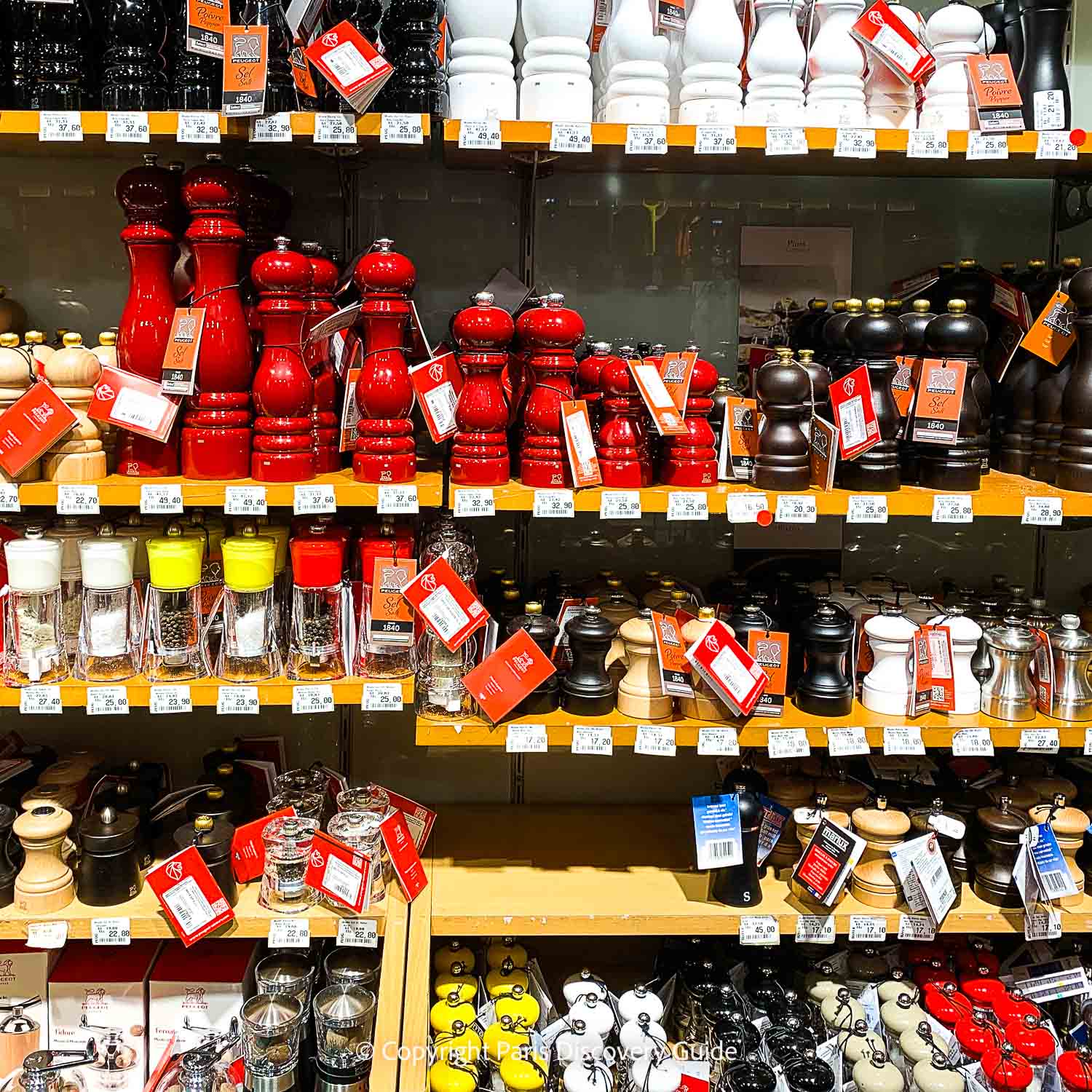 French brand Peugeot pepper grinders and salt mills at A. Simon, which specializes in high-end tableware and lust-worthy cookware