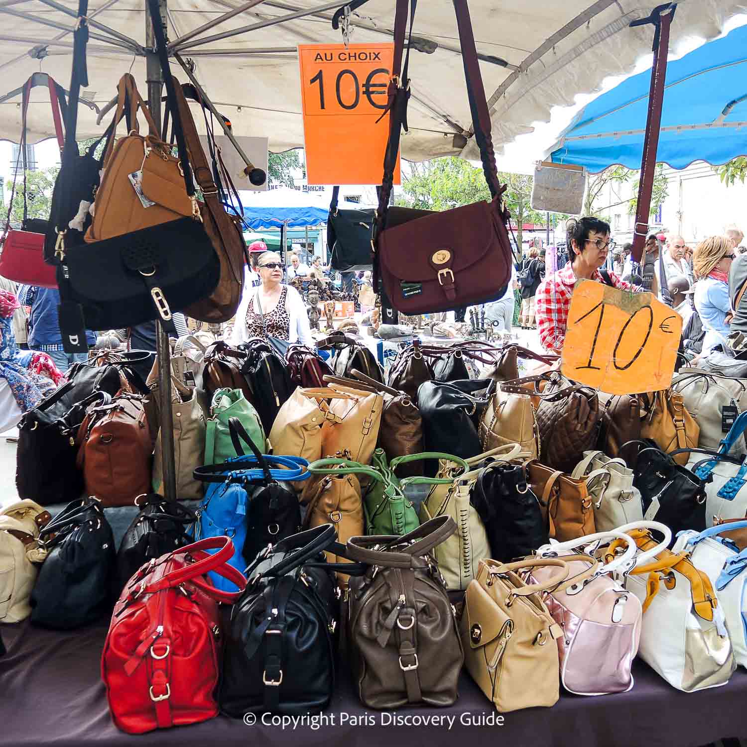 Inexpensive handbags at Montreuil Flea Market