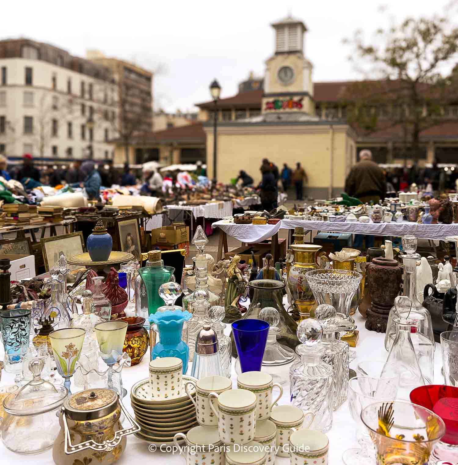 Collectibles at Rue d'Aligre Flea Market in Paris