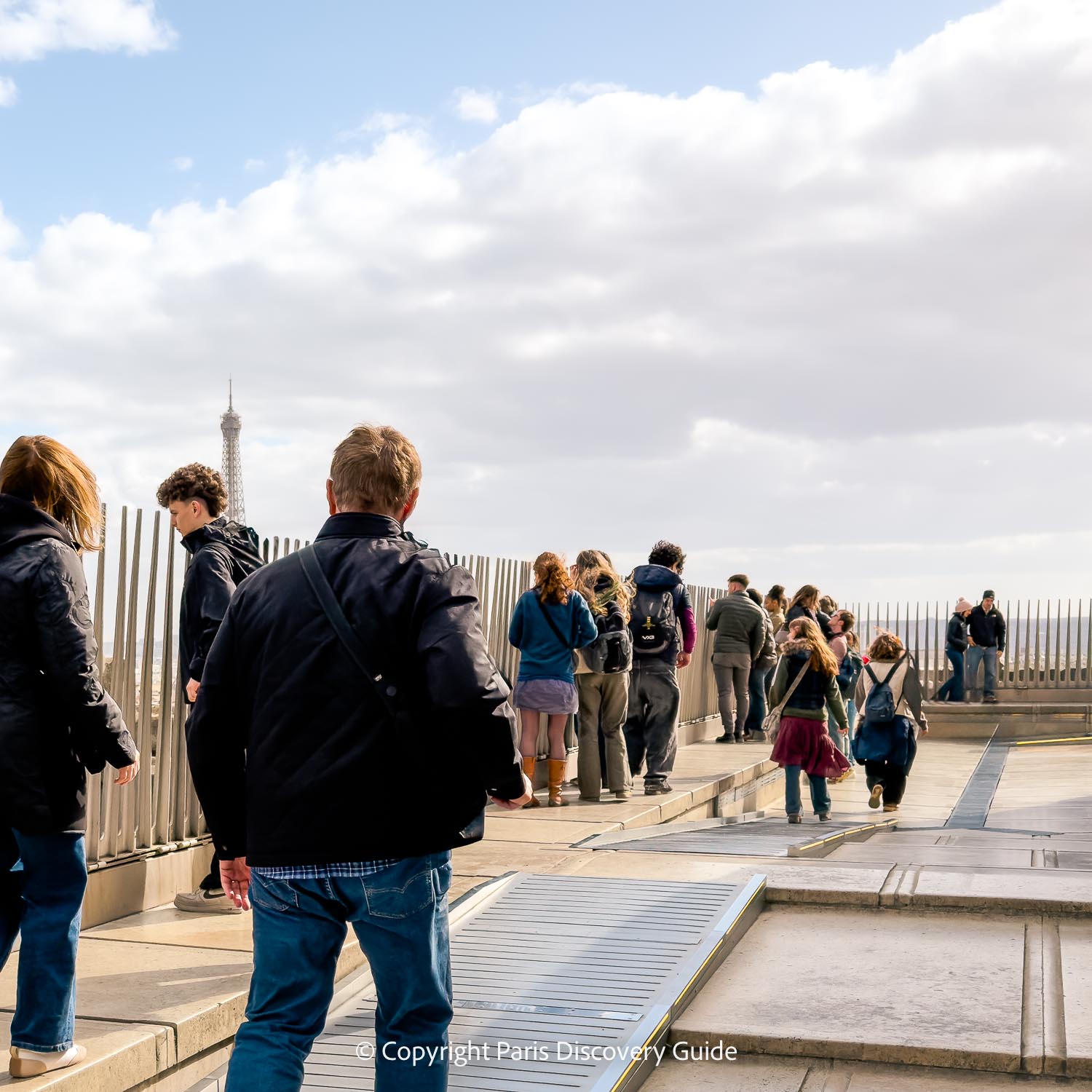 Accessibility ramps on the Arc de Triomphe's rooftop deck