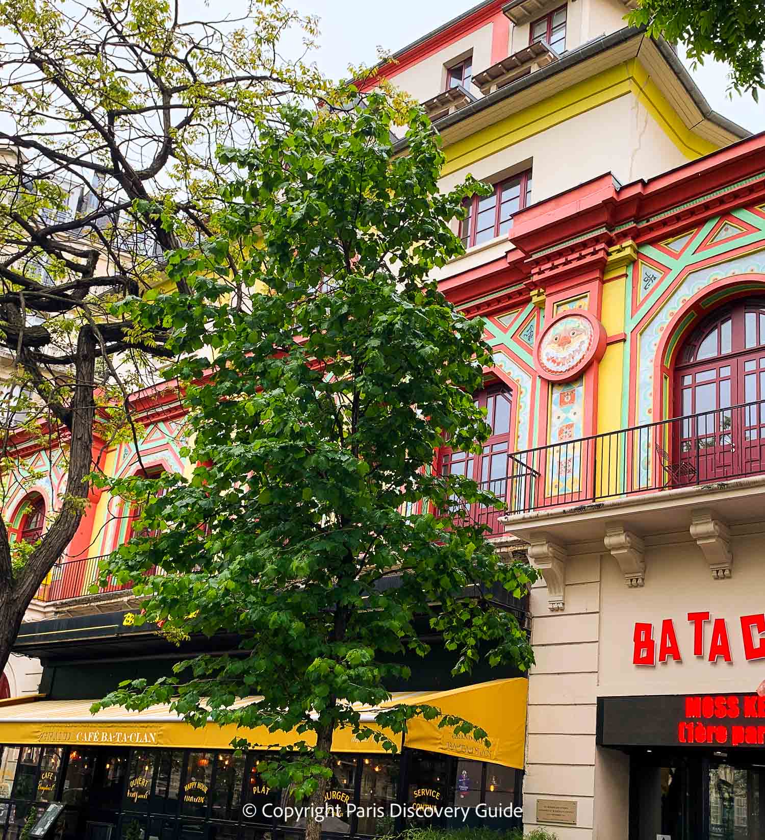 Bataclan concert hall in Paris's lively Oberkampf neighborhood
