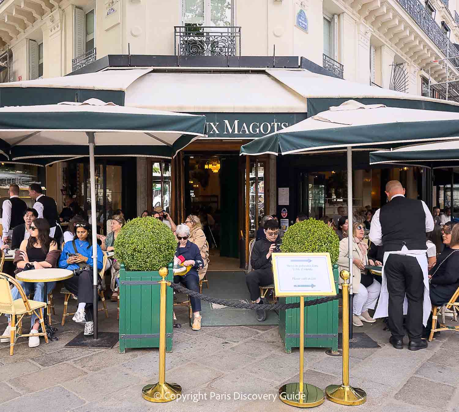Les Deux Magots in late May