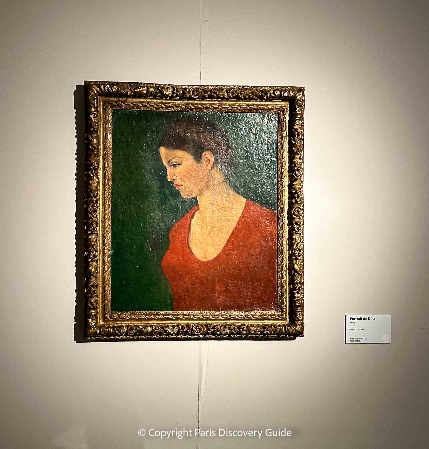 Maillol's portrait of Dina Vierny in her red dress at Musée Maillol
