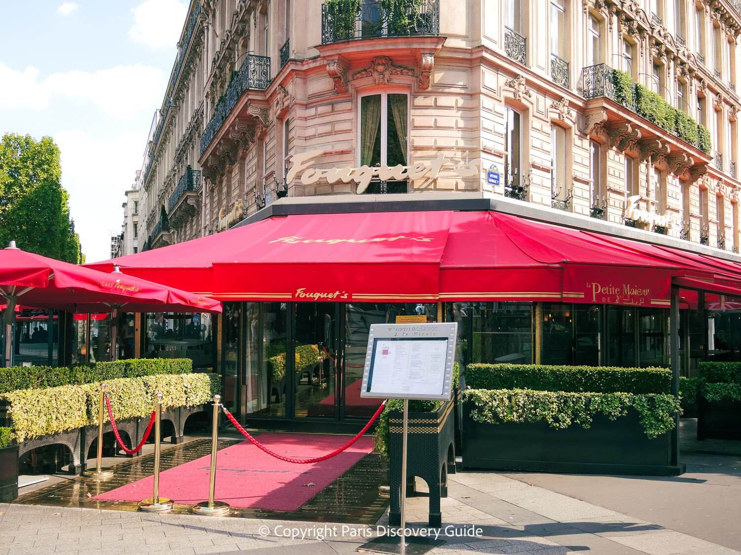 Hotel Barriere le Fouquet's Paris, above their famous brasserie with the cheery red awning