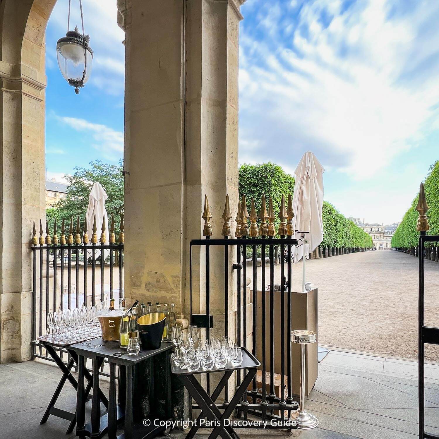 Le Grand Vefour's Champagne Bar overlooking Palais Royal Garden