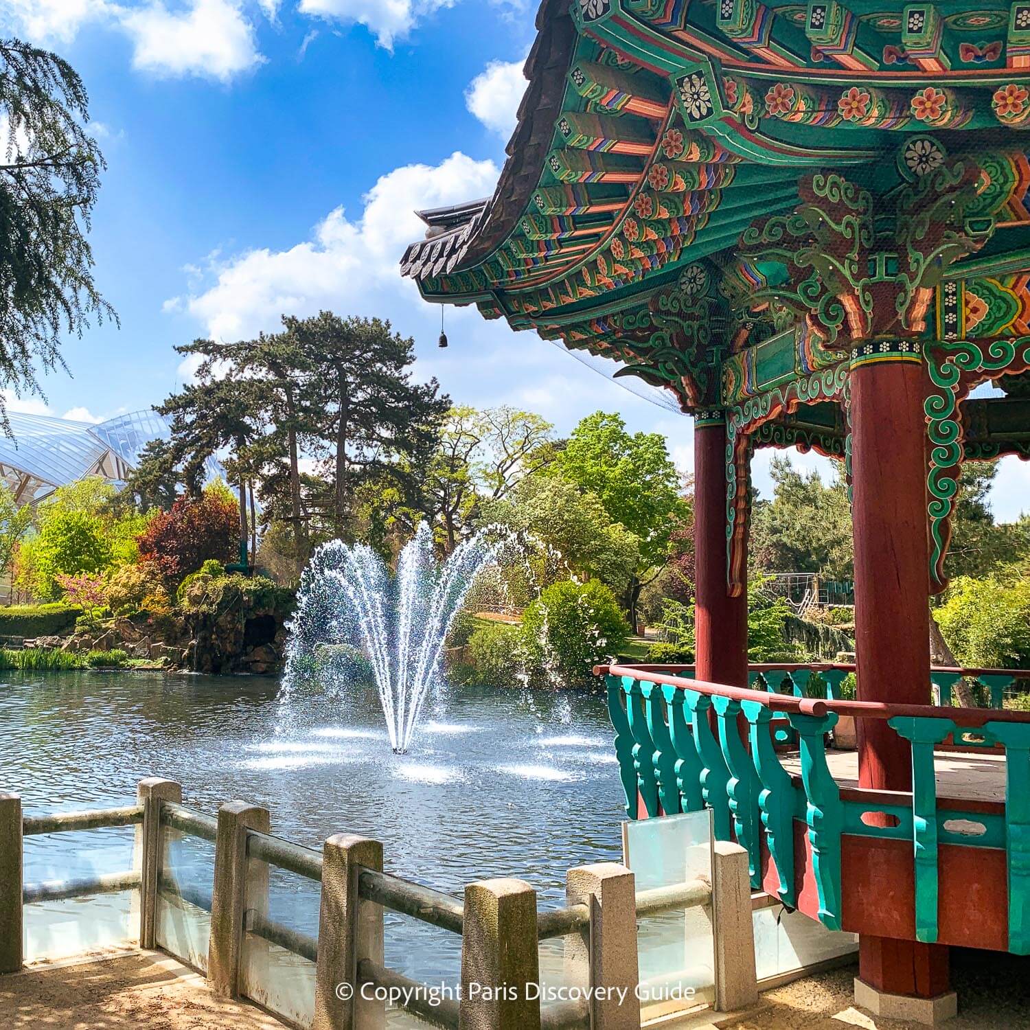 Korean Garden and pond at Jardin d'Acclimatation