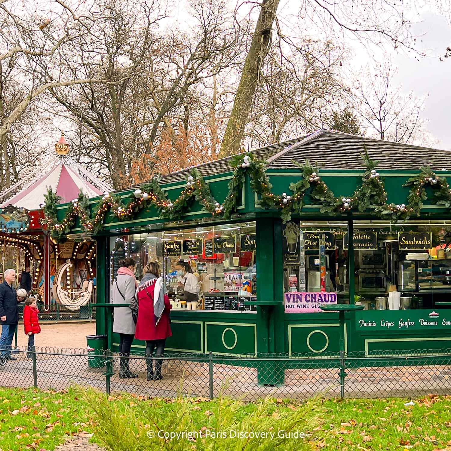 The carousel & crepe stand at Parc Monceau