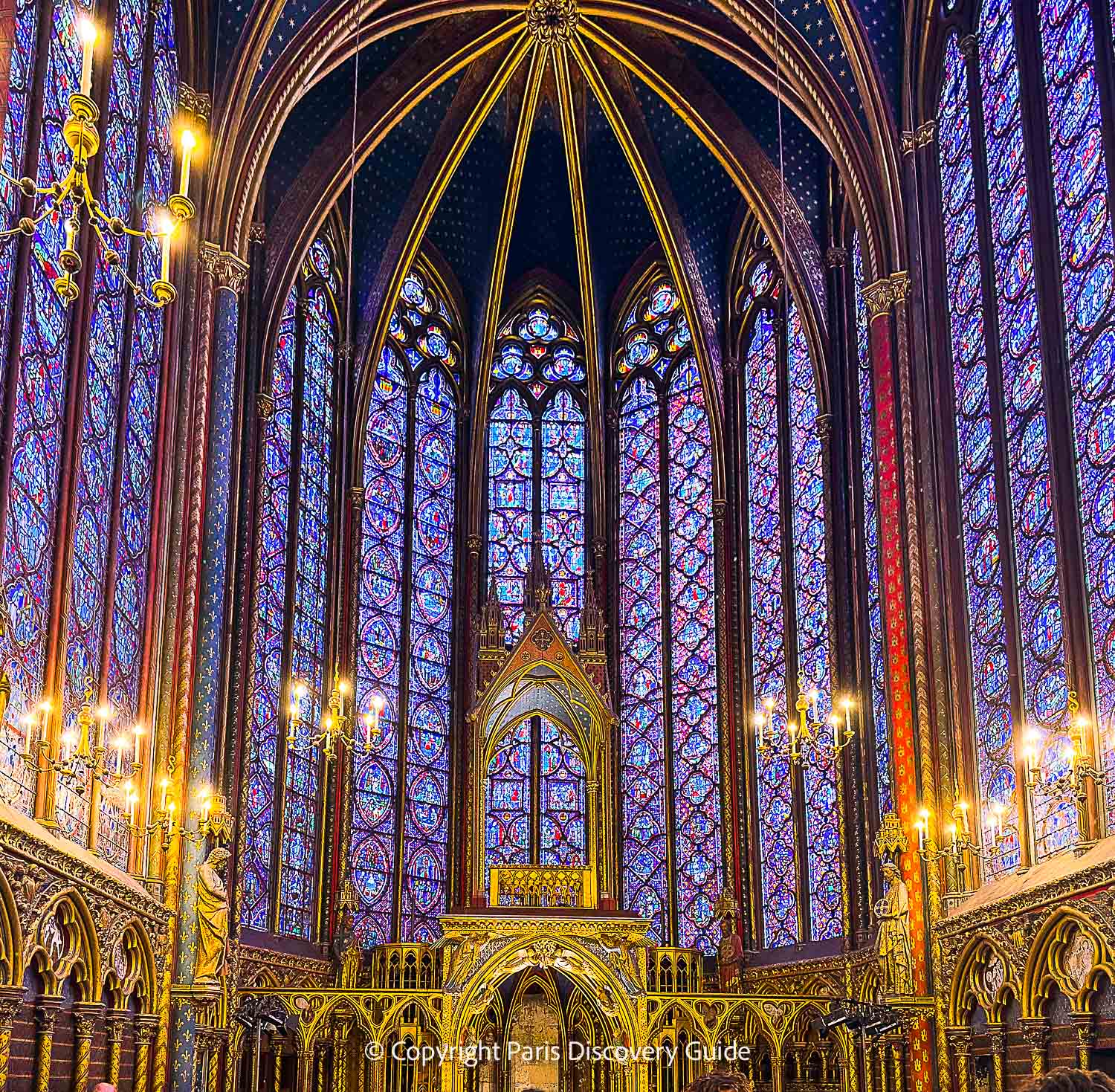 Gothic architecture in Sainte-Chapelle in Paris, similar to Strasbourg Cathedral