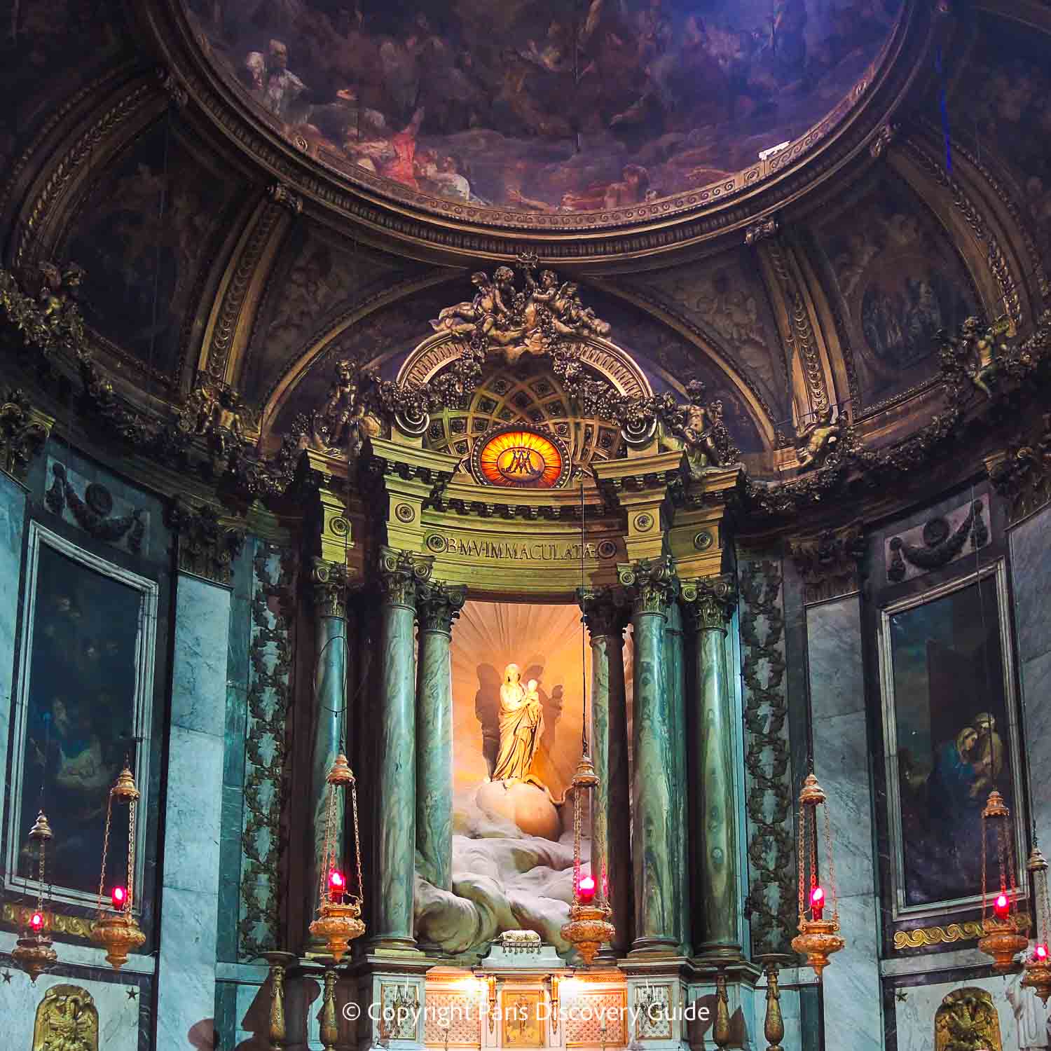 Statue of Madonna and Child at Saint Sulpice Church in Paris