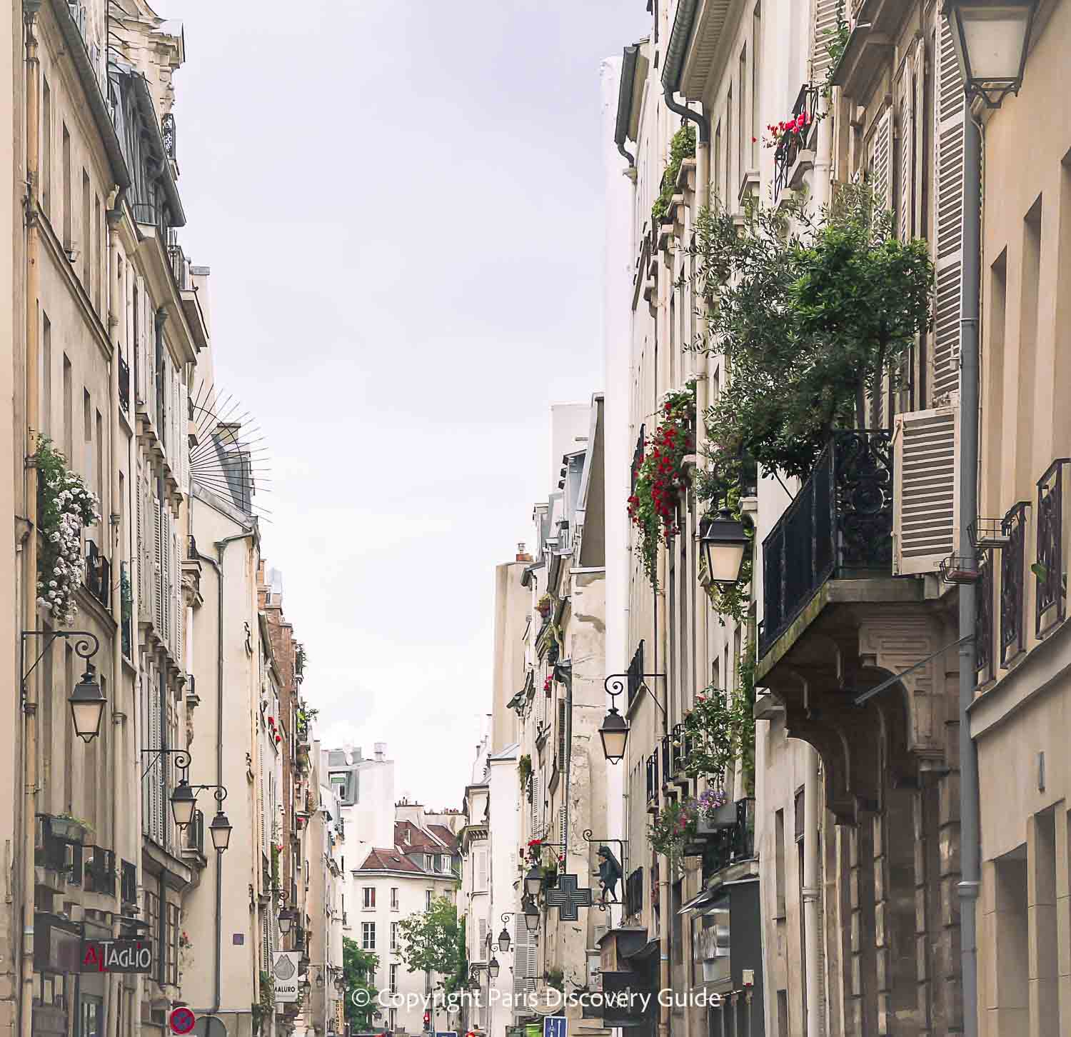 Quiet street in the Upper Marais near Hotel  de Roubaix