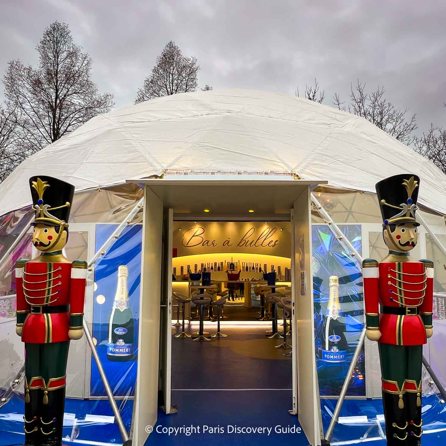 Another version of the Pommery Champagne Bar at the Tuileries Christmas Market