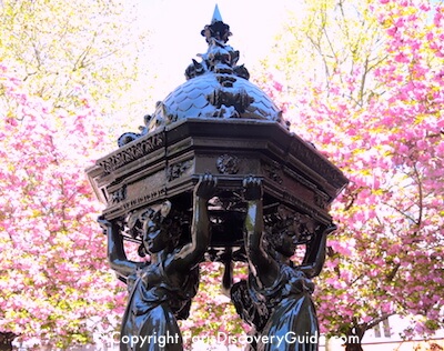 Wallace Fountain and cherry blossoms in April Wallace Fountain and cherry blossoms in April