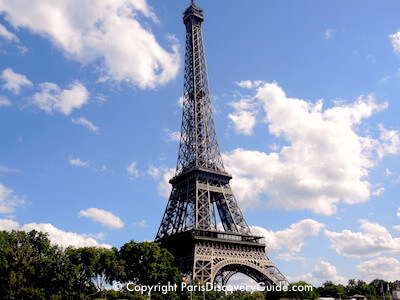 Eiffel Tower in Paris photographed from Seine River cruise