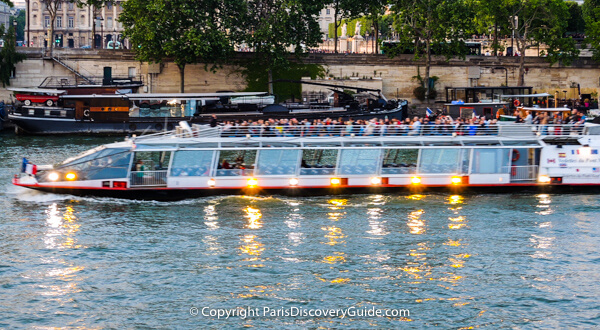 Cruise boat on Seine River in Paris