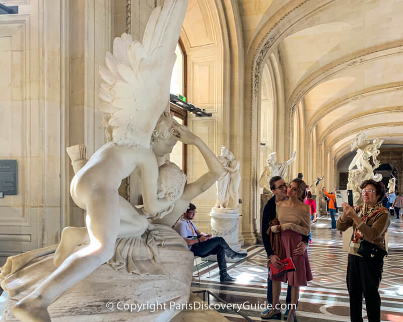 Psyche Revived by Cupid's Kiss in the Louvre's Greek Antiquities Galleries