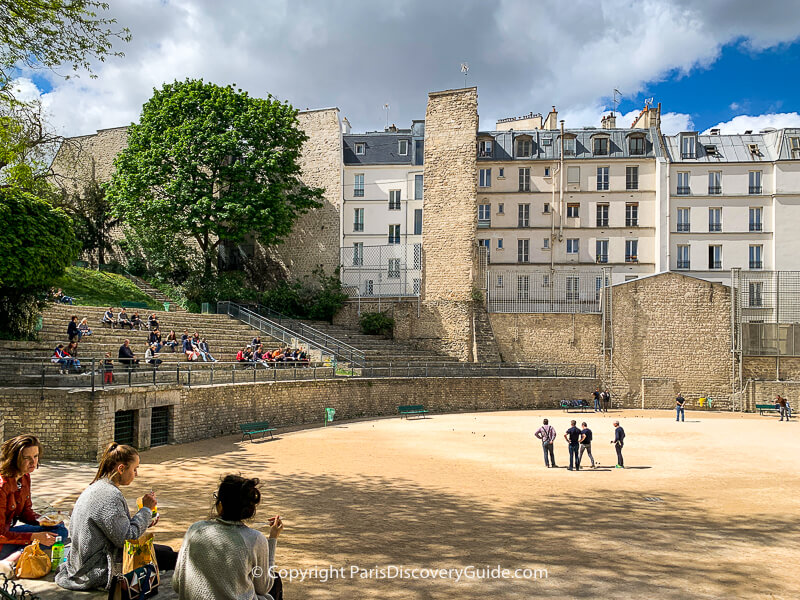 Caged animal enclosures in Arenes de Lutece in Paris