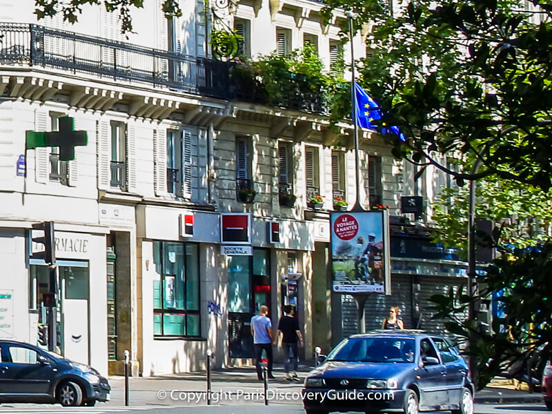 Société Général ATM (near the couple holding hands) on Boulevard Beaumarchais in the 3rd arrondissement