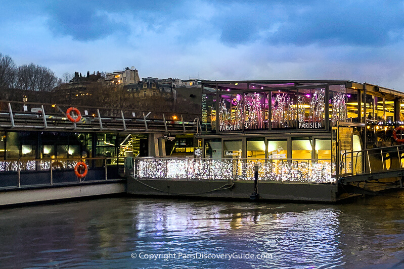 Dinner cruise boat in the Seine River Dinner cruise boat in the Seine River