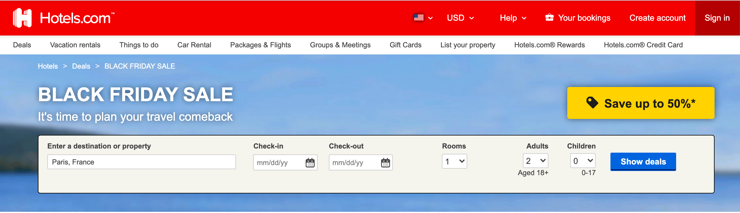 Black Friday sale at Hotels.com Black Friday sale at Hotels.com