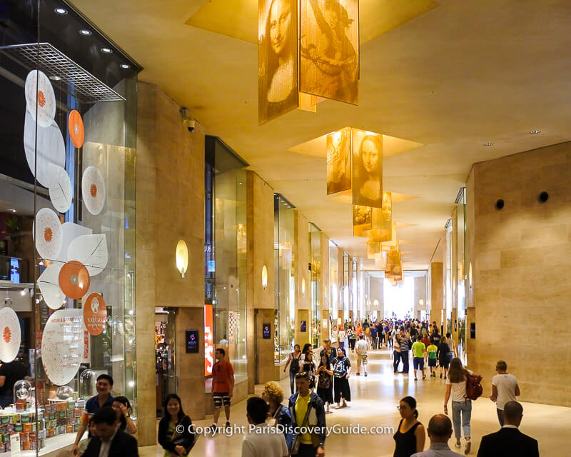 Shoppers in the Carrousel du Louvre underground mall