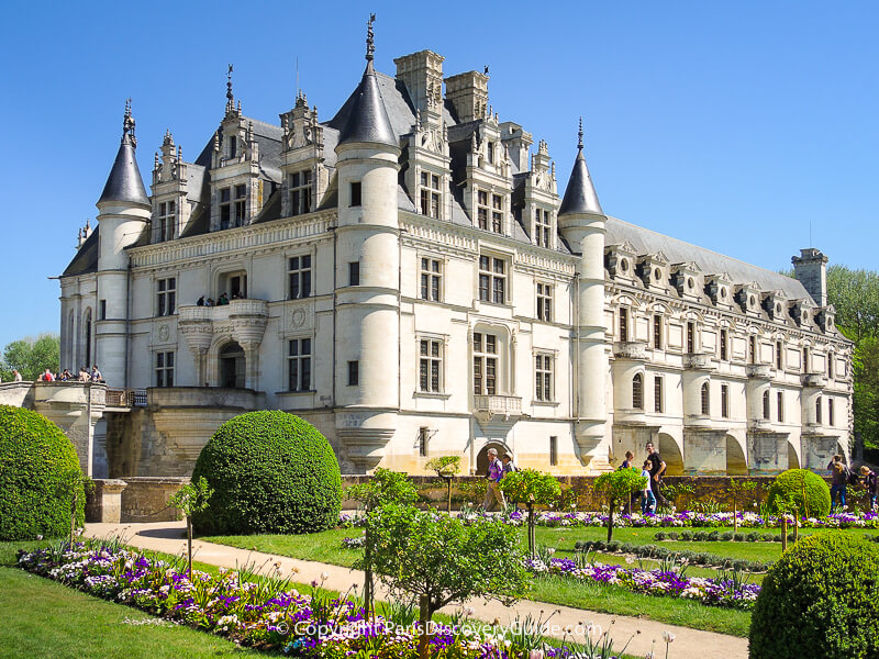 Chenonceau Castle on a sunny afternoon in early May