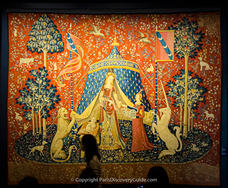One of the Lady and the Unicorn tapistries at Musée de Cluny