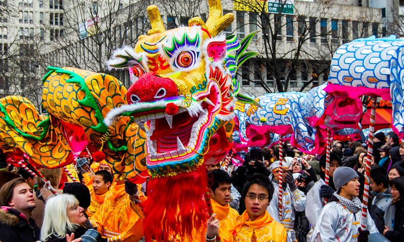 Lion and dragon dancers getting ready to perform in Chinese New Year parade in Paris in the 13th arrondissement
Photo courtesy of Maciej Zgadzaj  