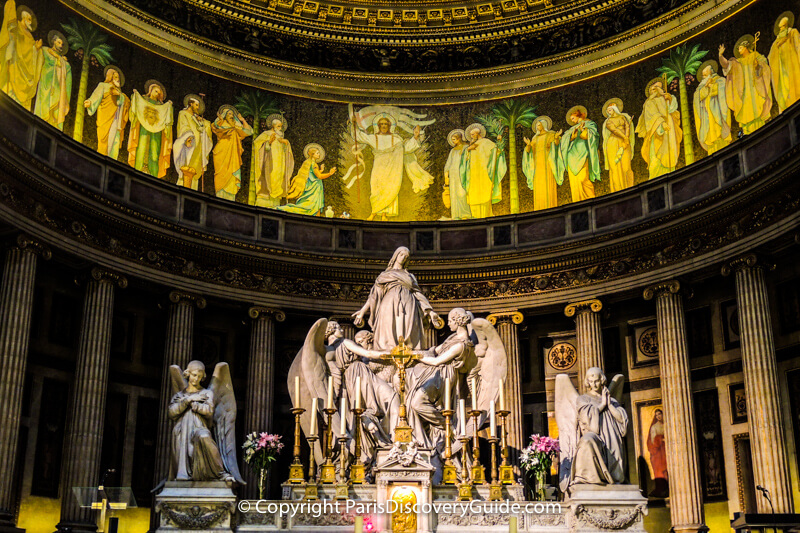 Eglise de la Madeleine's alter and magnificent statue of Mary Magdalene