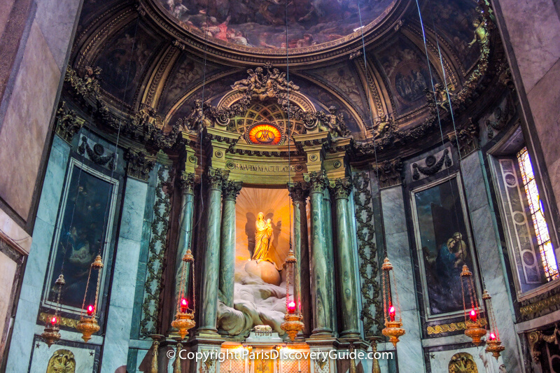Statue of Madonna and Child at Saint Sulpice Church in Paris