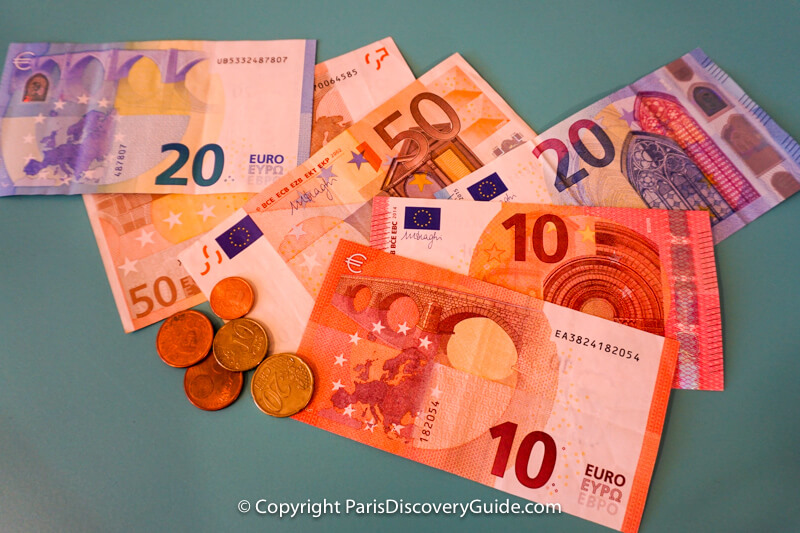 Euro bills and centimes 