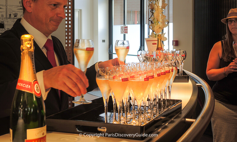Champagne tasting at Mercier's reception room in Epernay, France