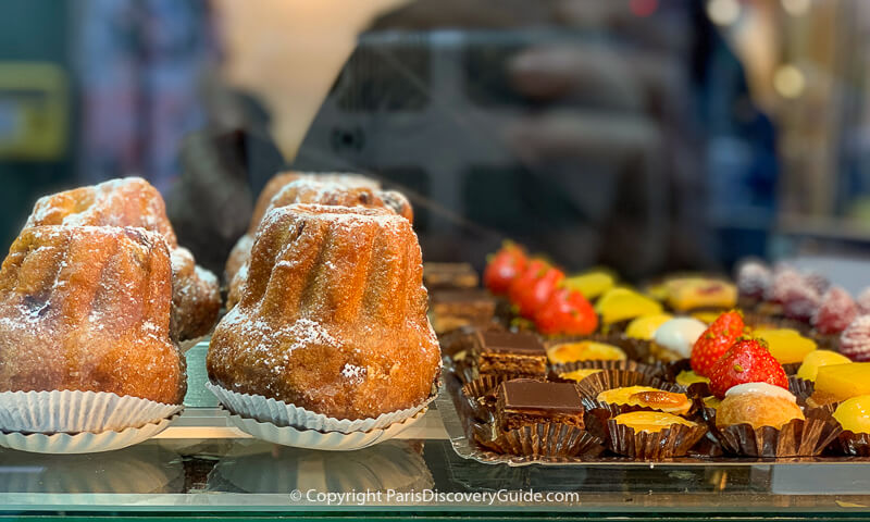 Pastries and confections in a specialty bakery in Paris's Saint-Germain-des-Prés neighborhood