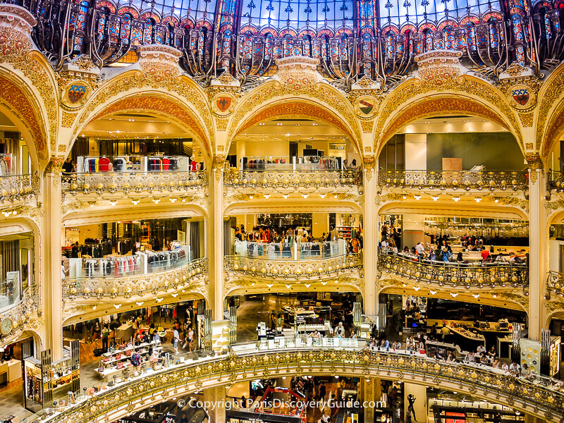 Central atrium under the stained glass dome at Galeries Lafayette