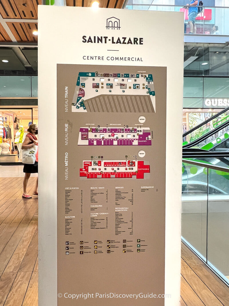 Floor plan for the shopping mall and concourse at Gare Saint-Lazare Floor plan for the shopping mall and concourse at Gare Saint-Lazare