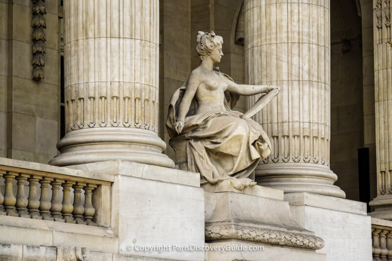 Statue on the front facade of the Grand Palais exhibition hall in Paris