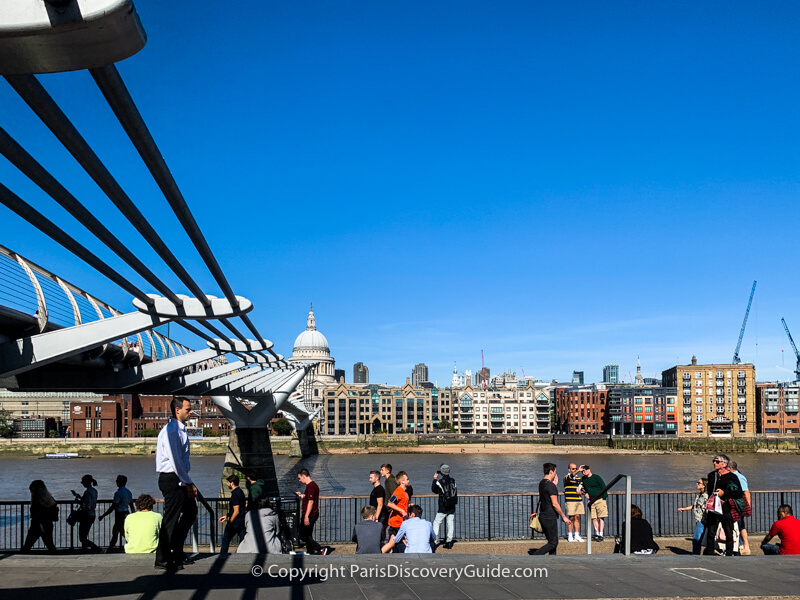 The Millennium Bridge, viewed from the South Bank of the Thames The Millennium Bridge, viewed from the South Bank of the Thames