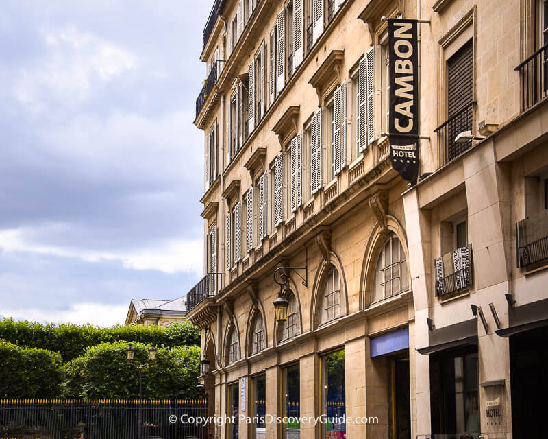 Hôtel Cambon overlooking Tuileries Garden