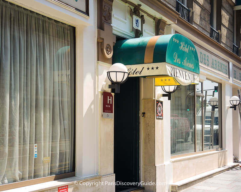 Hotel des Arènes, where some rooms overlook a hidden Roman arena in Paris's 5th arrondissement