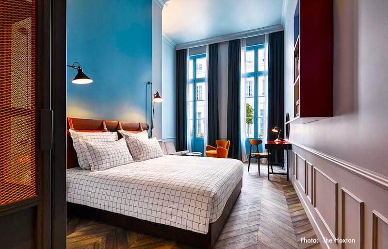 Guest room at The Hoxton Paris