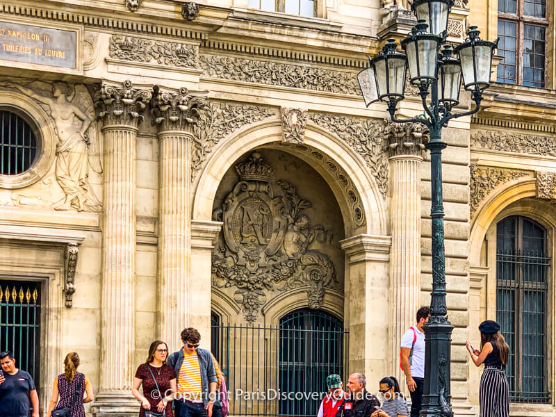 A small section of the eastern side of the Louvre Museum