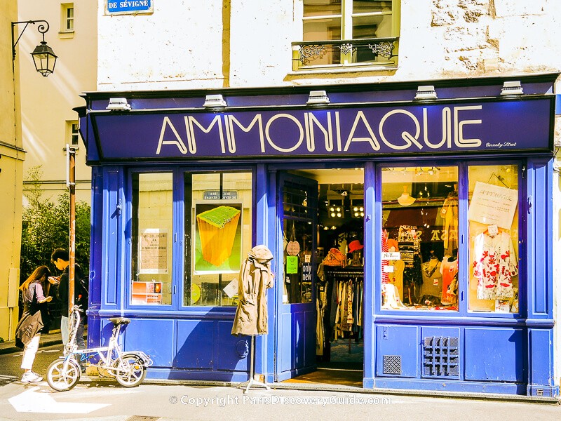 Boutique in the Marais neighborhood in Paris 