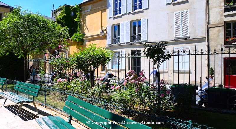 June roses blooming in the garden in Square Saint-Gilles du Grand Veneur in the Marais June roses blooming in the garden in Square Saint-Gilles du Grand Veneur in the Marais
